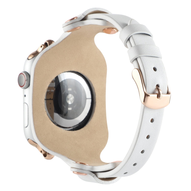 Skorter | Bracelet Genuine Leather Watch Band for Apple Watch Ultra 49mm & Watch Ultra 2 49mm / Series 9 & 8 & 7 45mm / SE 3 & SE 2 & 6 & SE & 5 & 4 44mm / 3 & 2 & 1 42mm (White)