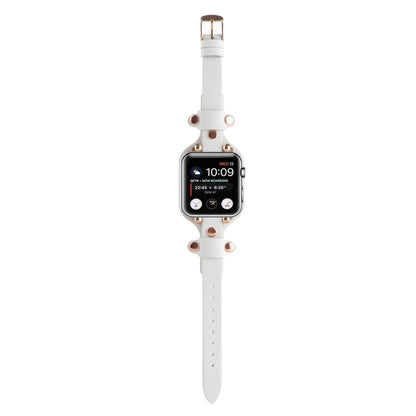 Skorter | Bracelet Genuine Leather Watch Band for Apple Watch Ultra 49mm & Watch Ultra 2 49mm / Series 9 & 8 & 7 45mm / SE 3 & SE 2 & 6 & SE & 5 & 4 44mm / 3 & 2 & 1 42mm (White)