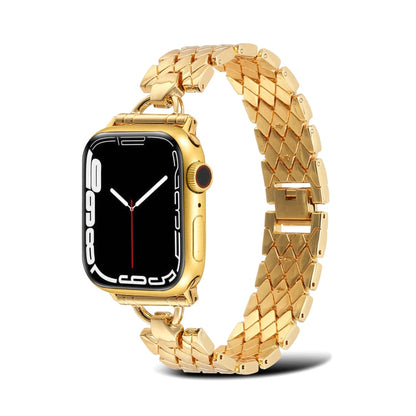 Skorter | D-shaped diamond metal watch band for Apple Watch Series 9&8&7 41mm / SE 3&SE 2&6&SE&5&4 40mm / 3&2&1 38mm (Gold)