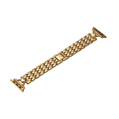 Skorter | D-shaped diamond metal watch band for Apple Watch Series 9&8&7 41mm / SE 3&SE 2&6&SE&5&4 40mm / 3&2&1 38mm (Gold)