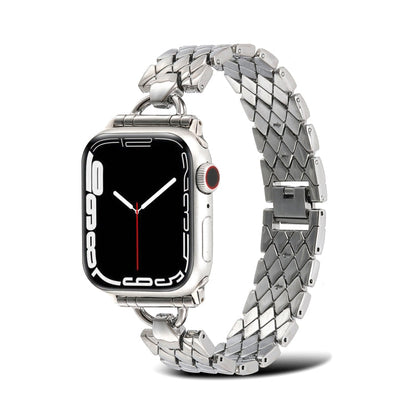 Skorter | D-shaped diamond metal bracelet for Apple Watch Series 9&8&7 41mm / SE 3&SE 2&6&SE&5&4 40mm / 3&2&1 38mm (Silver)