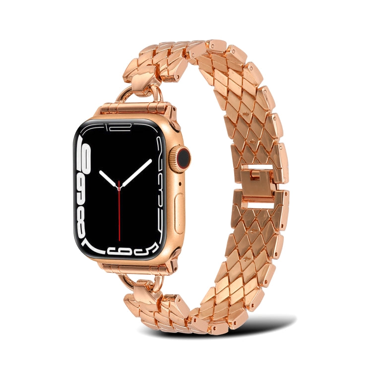 Skorter | D-shaped diamond metal bracelet for Apple Watch Series 9&8&7 41mm / SE 3&SE 2&6&SE&5&4 40mm / 3&2&1 38mm (Rose Gold)
