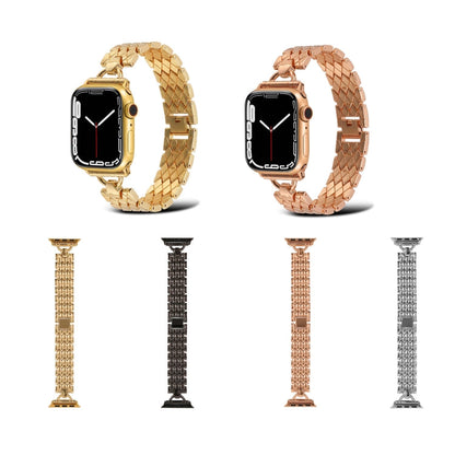 Skorter | D-shaped diamond metal watch band for Apple Watch Series 9&8&7 41mm / SE 3&SE 2&6&SE&5&4 40mm / 3&2&1 38mm (Black)