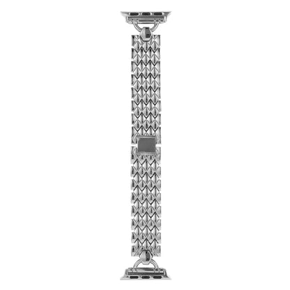 Skorter | D-shaped diamond metal watch band for Apple Watch Ultra 49mm & Watch Ultra 2 49mm / Series 9 & 8 & 7 45mm / SE 3 & SE 2 & 6 & SE & 5 & 4 44mm / 3 & 2 & 1 42mm (Silver)