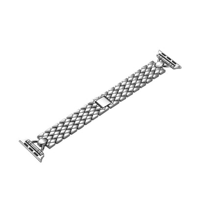 Skorter | D-shaped diamond metal watch band for Apple Watch Ultra 49mm & Watch Ultra 2 49mm / Series 9 & 8 & 7 45mm / SE 3 & SE 2 & 6 & SE & 5 & 4 44mm / 3 & 2 & 1 42mm (Silver)