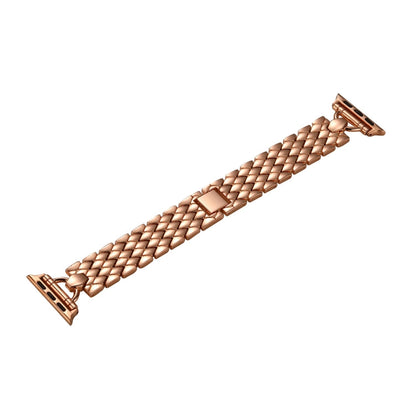 Skorter | D-shaped diamond metal bracelet for Apple Watch Ultra 49mm & Watch Ultra 2 49mm / Series 9 & 8 & 7 45mm / SE 3 & SE 2 & 6 & SE & 5 & 4 44mm / 3 & 2 & 1 42mm (Rose Gold)