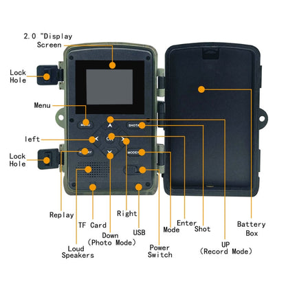 Skorter | PR3000 2 Inch LCD Screen Infrared Night Vision Wildlife Hunting Trail Camera