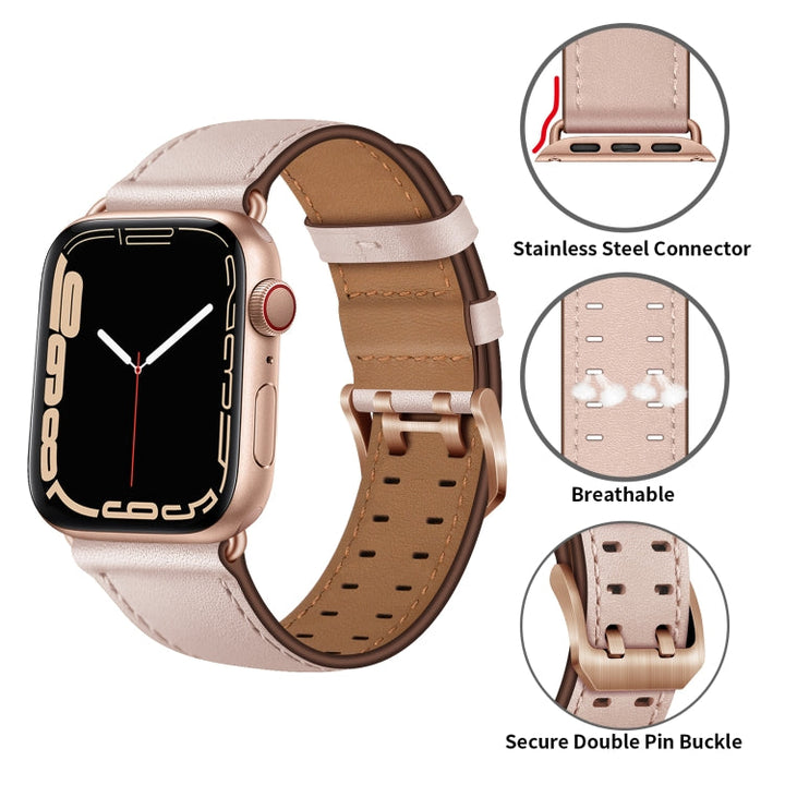 Skorter | Double Buckle Leather Band for Apple Watch Series 9&8&7 41mm / SE 3&SE 2&6&SE&5&4 40mm / 3&2&1 38mm (Pink Sand)