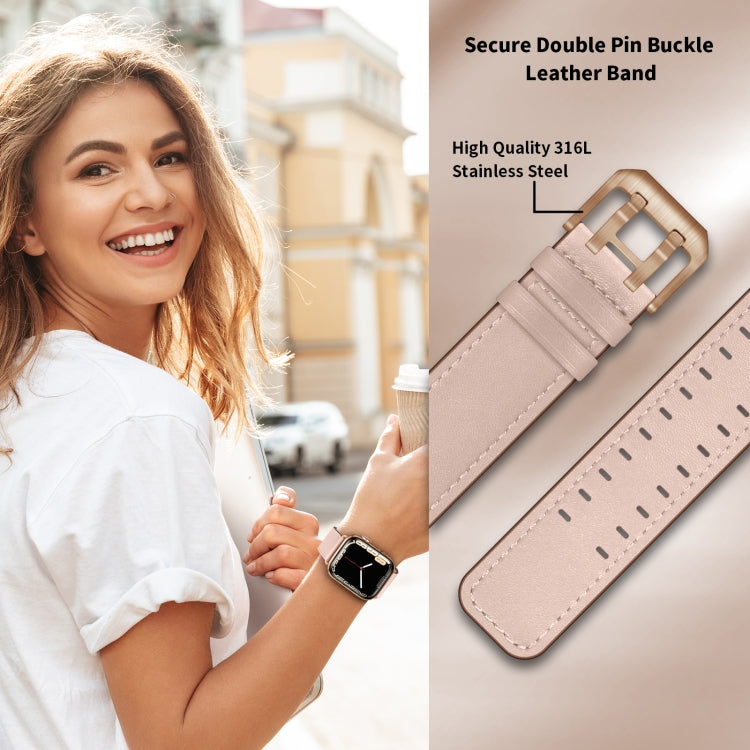 Skorter | Double Buckle Leather Band for Apple Watch Series 9&8&7 41mm / SE 3&SE 2&6&SE&5&4 40mm / 3&2&1 38mm (Pink Sand)