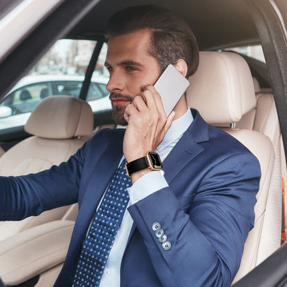 Skorter | Double Buckle Leather Watch Band for Apple Watch Series 9&8&7 41mm / SE 3&SE 2&6&SE&5&4 40mm / 3&2&1 38mm (Black Rose Gold Buckle)