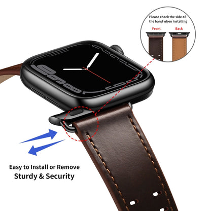 Skorter | Double Buckle Leather Watch Band For Apple Watch Series 9&8&7 41mm / SE 3&SE 2&6&SE&5&4 40mm / 3&2&1 38mm (Dark Brown)