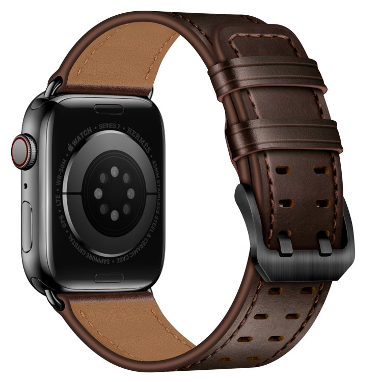 Skorter | Double Buckle Leather Watch Band For Apple Watch Series 9&8&7 41mm / SE 3&SE 2&6&SE&5&4 40mm / 3&2&1 38mm (Dark Brown)