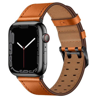 Skorter | Double Buckle Leather Strap for Apple Watch Series 9&8&7 41mm / SE 3&SE 2&6&SE&5&4 40mm / 3&2&1 38mm (Brown Black Buckle)