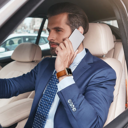 Skorter | Double Buckle Leather Bracelet for Apple Watch Series 9&8&7 41mm / SE 3&SE 2&6&SE&5&4 40mm / 3&2&1 38mm (Brown Rose Gold Buckle)