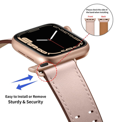 Skorter | Double Buckle Leather Bracelet for Apple Watch Ultra 49mm & Watch Ultra 2 49mm / Series 9 & 8 & 7 45mm / SE 3 & SE 2 & 6 & SE & 5 & 4 44mm / 3 & 2 & 1 42mm (Pink Sand)