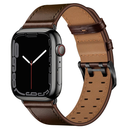 Skorter | Double Buckle Leather Bracelet for Apple Watch Ultra 49mm & Watch Ultra 2 49mm / Series 9 & 8 & 7 45mm / SE 3 & SE 2 & 6 & SE & 5 & 4 44mm / 3 & 2 & 1 42mm (Dark Brown)