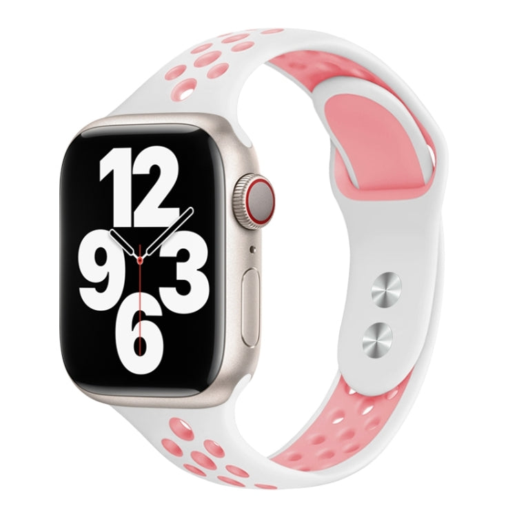 Skorter | Double Nail Small Waist Watch Strap for Apple Watch Ultra 49mm & Watch Ultra 2 49mm / Series 9 & 8 & 7 45mm / SE 3 & SE 2 & 6 & SE & 5 & 4 44mm / 3 & 2 & 1 42mm (White Pink)