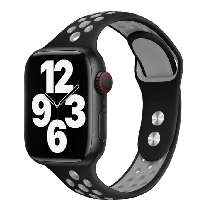 Skorter | Litet midjeband med dubbel spik för Apple Watch Series 9&amp;8&amp;7 41mm / SE 3&amp;SE 2&amp;6&amp;SE&amp;5&amp;4 40mm / 3&amp;2&amp;1 38mm (Svartgrå)