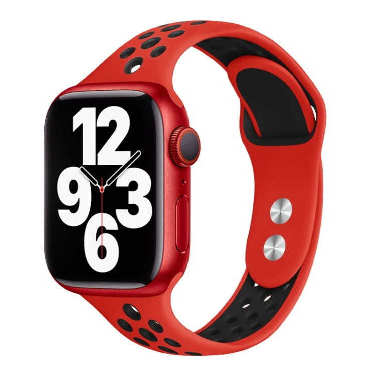 Skorter | Double Nail Small Waist Watch Band for Apple Watch Series 9&8&7 41mm / SE 3&SE 2&6&SE&5&4 40mm / 3&2&1 38mm (Red Black)