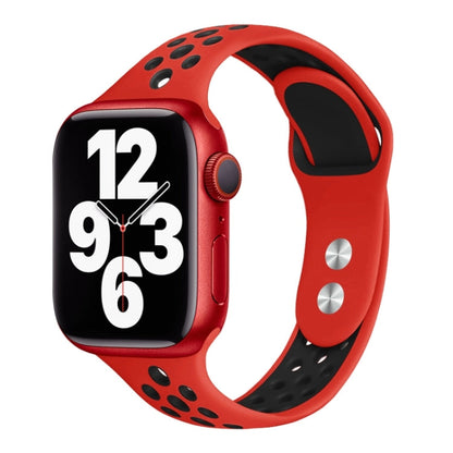 Skorter | Double Nail Small Waist Watch Band for Apple Watch Series 9&8&7 41mm / SE 3&SE 2&6&SE&5&4 40mm / 3&2&1 38mm (Red Black)