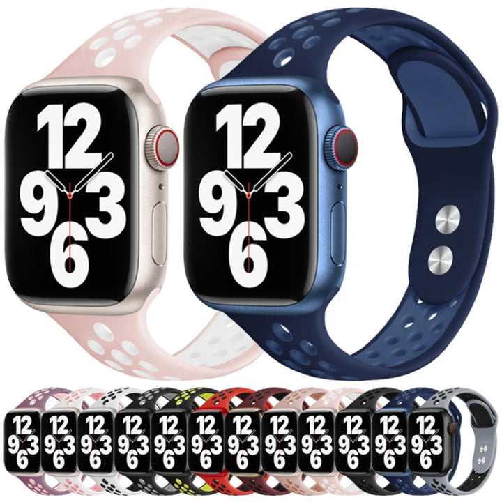 Skorter | Litet midjeband med dubbel spik för Apple Watch Series 9&amp;8&amp;7 41mm / SE 3&amp;SE 2&amp;6&amp;SE&amp;5&amp;4 40mm / 3&amp;2&amp;1 38mm (Svartgrå)