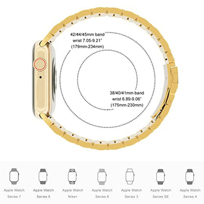 Skorter | 5-Pearl Stainless Steel Watch Strap for Apple Watch Ultra 49mm & Watch Ultra 2 49mm / Series 9 & 8 & 7 45mm / SE 3 & SE 2 & 6 & SE & 5 & 4 44mm / 3 & 2 & 1 42mm (Gold)
