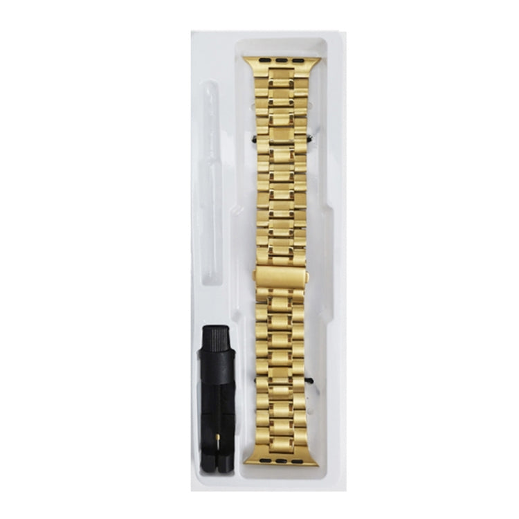 Skorter | 5-Pearl Stainless Steel Watch Strap for Apple Watch Ultra 49mm & Watch Ultra 2 49mm / Series 9 & 8 & 7 45mm / SE 3 & SE 2 & 6 & SE & 5 & 4 44mm / 3 & 2 & 1 42mm (Gold)