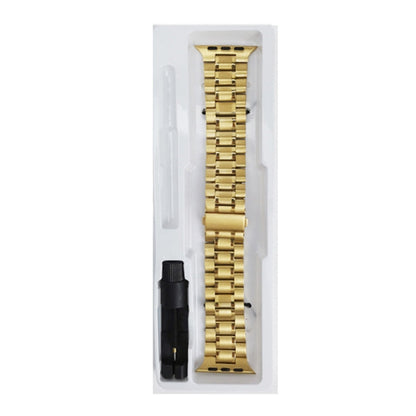 Skorter | 5-Pearl Stainless Steel Watch Strap for Apple Watch Ultra 49mm & Watch Ultra 2 49mm / Series 9 & 8 & 7 45mm / SE 3 & SE 2 & 6 & SE & 5 & 4 44mm / 3 & 2 & 1 42mm (Gold)