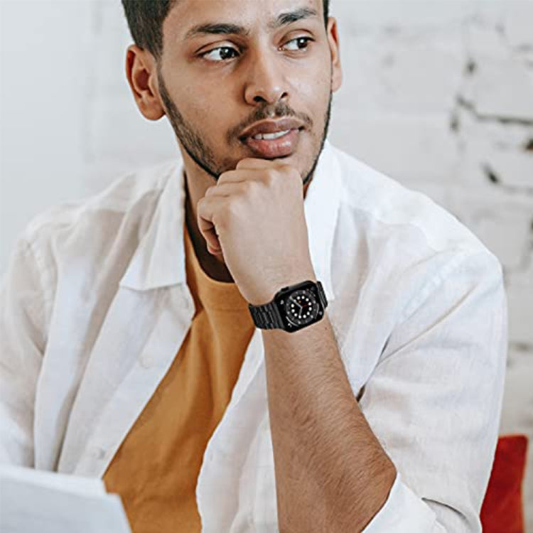 Skorter | 5-pearls stainless steel bracelet for Apple Watch Series 9&8&7 41mm / SE 3&SE 2&6&SE&5&4 40mm / 3&2&1 38mm (Black)