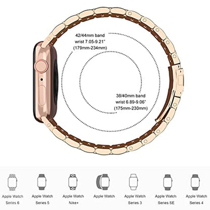 Skorter | 5-Pearl Stainless Steel Bracelet for Apple Watch Series 9&8&7 41mm / SE 3&SE 2&6&SE&5&4 40mm / 3&2&1 38mm (Rose Gold)