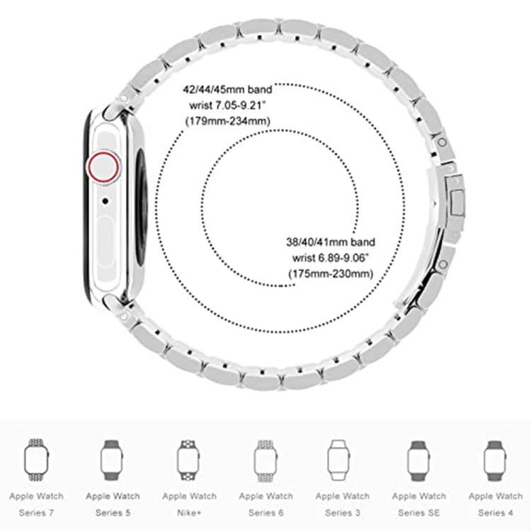 Skorter | 5-bead stainless steel watch band for Apple Watch Series 9&8&7 41mm / SE 3&SE 2&6&SE&5&4 40mm / 3&2&1 38mm(Silver)