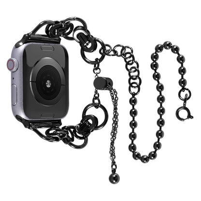 Skorter | Double chain 2-pearls stainless steel watch band for Apple Watch Series 9&8&7 41mm / SE 3&SE 2&6&SE&5&4 40mm / 3&2&1 38mm (Black)