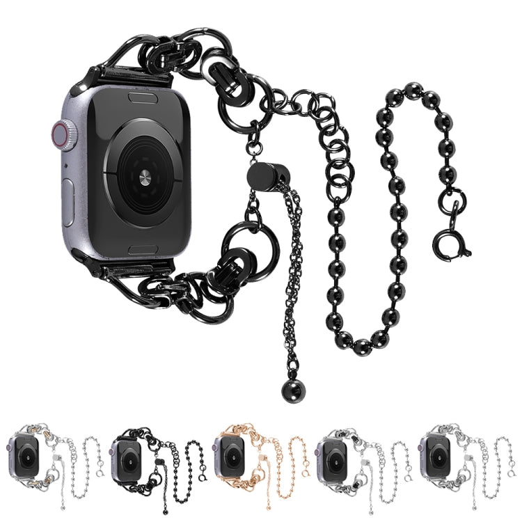 Skorter | Dubbelkedjad klockarmband i rostfritt stål med 2 pärlor för Apple Watch Series 9&amp;8&amp;7 41mm / SE 3&amp;SE 2&amp;6&amp;SE&amp;5&amp;4 40mm / 3&amp;2&amp;1 38mm (Silver och Guld)