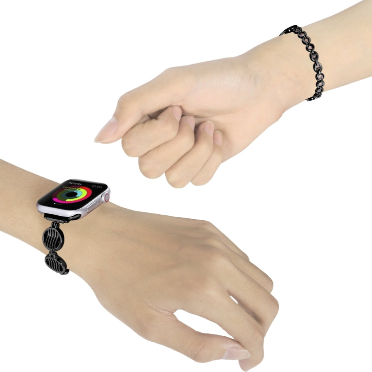 Skorter | Crystal Texture Metal Bracelet for Apple Watch Ultra 49mm & Watch Ultra 2 49mm / Series 9 & 8 & 7 45mm / SE 3 & SE 2 & 6 & SE & 5 & 4 44mm / 3 & 2 & 1 42mm (Black)