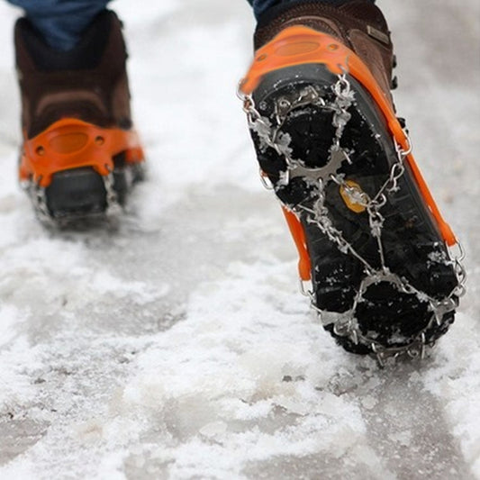 Skorter | 1 Pair 19 Teeth Anti-Slip Ice Gripper Hiking Climbing Chain Shoes Covers, Size:XL(Orange)