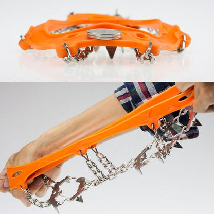 Skorter | 1 Pair 19 Teeth Anti-Slip Ice Gripper Hiking Climbing Chain Shoes Covers, Size:XL(Orange)