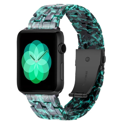 Skorter | Five-Pearl-Resin-Watchband for Apple Watch Series 9&8&7 41mm / SE 3&SE 2&6&SE&5&4 40mm / 3&2&1 38mm (Claw Green)