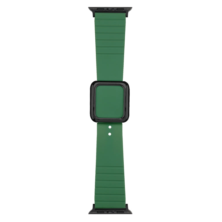 Skorter | Black square buckle silicone watch band for Apple Watch Ultra 49mm & Watch Ultra 2 49mm / Series 9 & 8 & 7 45mm / SE 3 & SE 2 & 6 & SE & 5 & 4 44mm / 3 & 2 & 1 42mm (Alfalfa Grass)