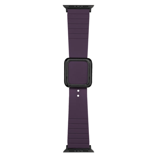 Skorter | Black Square Buckle Silicone Watch Band for Apple Watch Ultra 49 mm & Watch Ultra 2 49 mm / Series 9 & 8 & 7 45 mm / SE 3 & SE 2 & 6 & SE & 5 & 4 44 mm / 3 & 2 & 1 42 mm (Cranberry-Cherry)