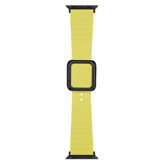 Skorter | Black square buckle silicone watch band for Apple Watch Ultra 49mm & Watch Ultra 2 49mm / Series 9 & 8 & 7 45mm / SE 3 & SE 2 & 6 & SE & 5 & 4 44mm / 3 & 2 & 1 42mm (Bright Lemon Yellow)