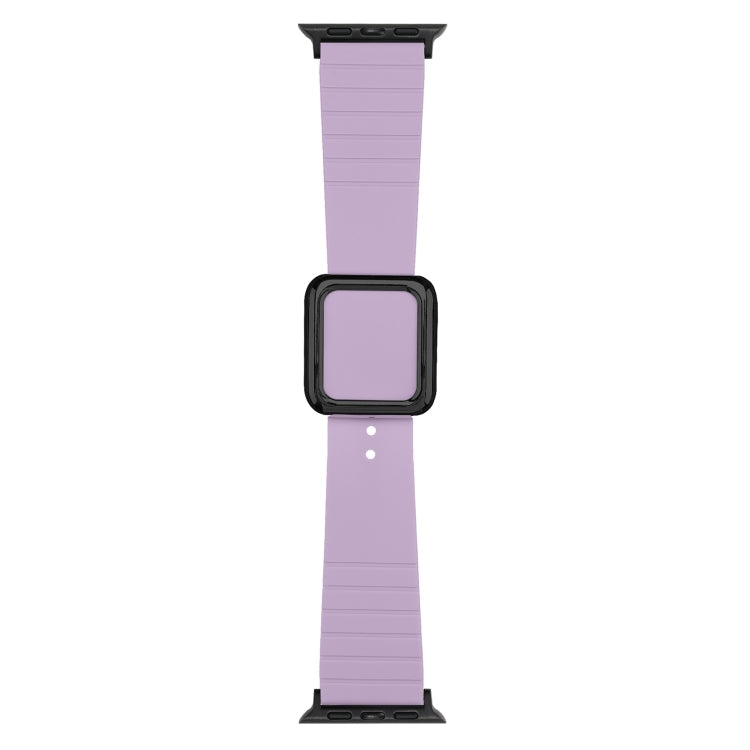 Skorter | Black Square Buckle Silicone Watch Band for Apple Watch Ultra 49mm & Watch Ultra 2 49mm / Series 9 & 8 & 7 45mm / SE 3 & SE 2 & 6 & SE & 5 & 4 44mm / 3 & 2 & 1 42mm (Light Purple)