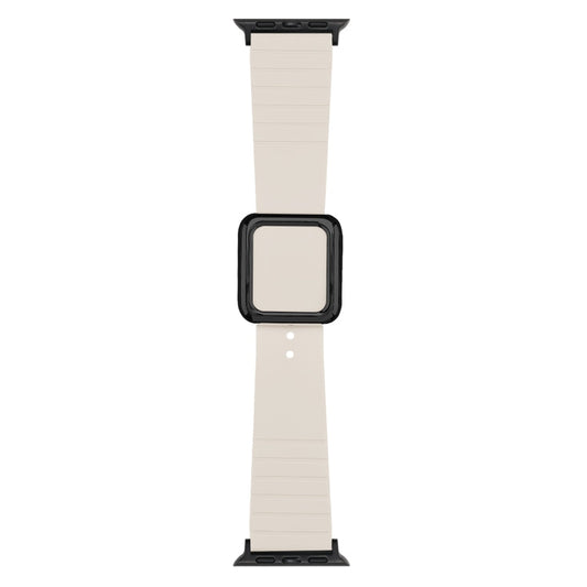 Skorter | Black Square Buckle Silicone Bracelet for Apple Watch Ultra 49mm & Watch Ultra 2 49mm / Series 9 & 8 & 7 45mm / SE 3 & SE 2 & 6 & SE & 5 & 4 44mm / 3 & 2 & 1 42mm (Starlight)