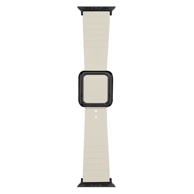 Skorter | Black square buckle silicone watch band for Apple Watch Ultra 49mm & Watch Ultra 2 49mm / Series 9 & 8 & 7 45mm / SE 3 & SE 2 & 6 & SE & 5 & 4 44mm / 3 & 2 & 1 42mm (Beige)