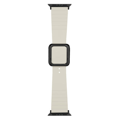 Skorter | Black square buckle silicone watch band for Apple Watch Ultra 49mm & Watch Ultra 2 49mm / Series 9 & 8 & 7 45mm / SE 3 & SE 2 & 6 & SE & 5 & 4 44mm / 3 & 2 & 1 42mm (Beige)