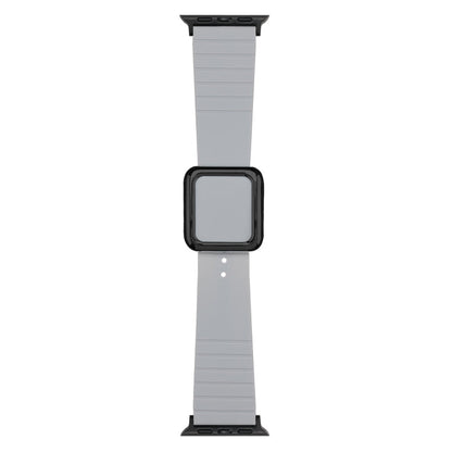 Skorter | Black square buckle silicone strap for Apple Watch Ultra 49 mm & Watch Ultra 2 49 mm / Series 9 & 8 & 7 45 mm / SE 3 & SE 2 & 6 & SE & 5 & 4 44 mm / 3 & 2 & 1 42 mm (Cloud Grey)