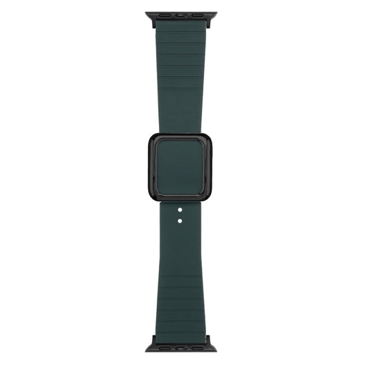 Skorter | Black Square Buckle Silicone Watch Band for Apple Watch Ultra 49mm & Watch Ultra 2 49mm / Series 9 & 8 & 7 45mm / SE 3 & SE 2 & 6 & SE & 5 & 4 44mm / 3 & 2 & 1 42mm (Olive Green)