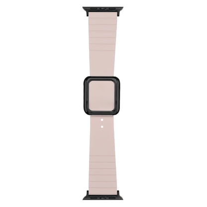 Skorter | Black Square Buckle Silicone Watch Band for Apple Watch Ultra 49mm & Watch Ultra 2 49mm / Series 9 & 8 & 7 45mm / SE 3 & SE 2 & 6 & SE & 5 & 4 44mm / 3 & 2 & 1 42mm (Light Pink)