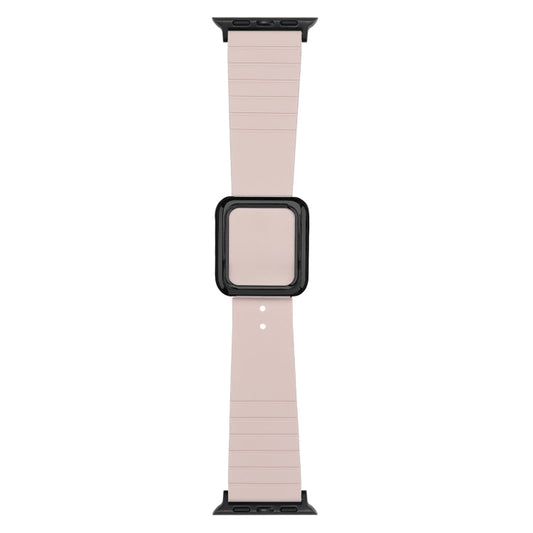 Skorter | Black Square Buckle Silicone Watch Band for Apple Watch Ultra 49mm & Watch Ultra 2 49mm / Series 9 & 8 & 7 45mm / SE 3 & SE 2 & 6 & SE & 5 & 4 44mm / 3 & 2 & 1 42mm (Light Pink)
