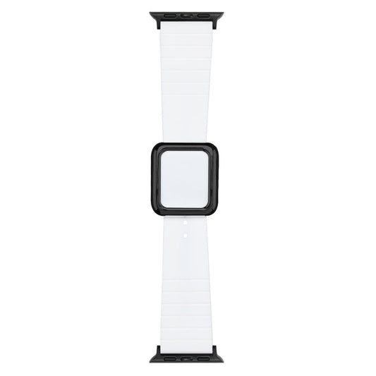 Skorter | Black Square Buckle Silicone Bracelet for Apple Watch Ultra 49mm & Watch Ultra 2 49mm / Series 9 & 8 & 7 45mm / SE 3 & SE 2 & 6 & SE & 5 & 4 44mm / 3 & 2 & 1 42mm (White)