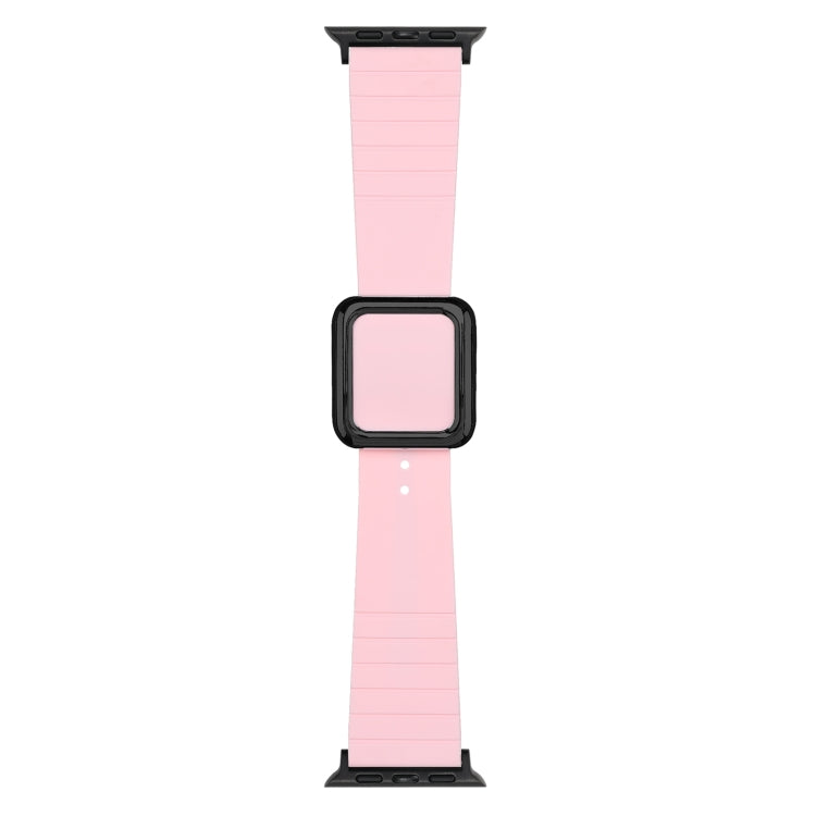 Skorter | Black Square Buckle Silicone Bracelet for Apple Watch Ultra 49mm & Watch Ultra 2 49mm / Series 9 & 8 & 7 45mm / SE 3 & SE 2 & 6 & SE & 5 & 4 44mm / 3 & 2 & 1 42mm (Pink)